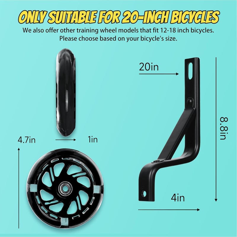 PRUNUS Flash BIKE Training Wheels for 12 14 16 18 20 Inch.Training Wheels for Kids Bike is Heavy Duty.Bicycle Training Wheel is Suitable Single Speed Bike - Image 4